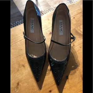 Isaac black patent heels